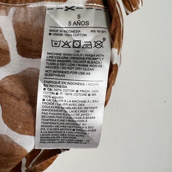 Janie and Jack The Madras Giraffe Shirt 5 Tawny Brown Short Sleeve Button Front - Picture 7 of 7